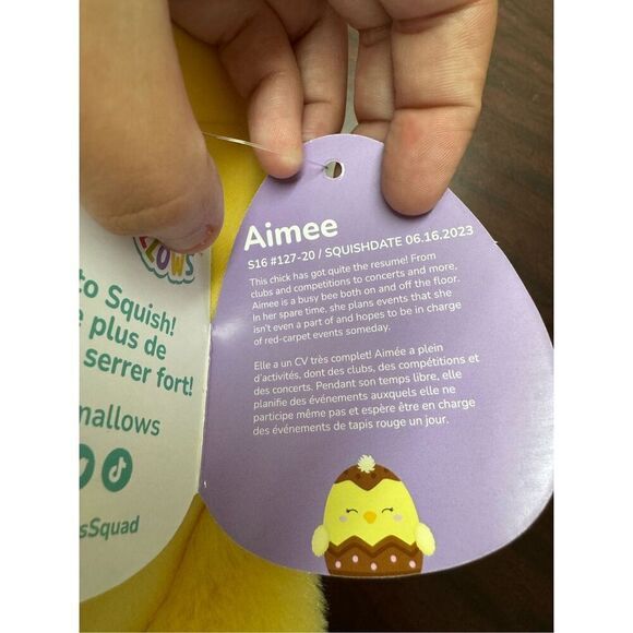 NWT Aimee Easter Yellow Chick Squishmallows 16 Inch Plush - Picture 6 of 6